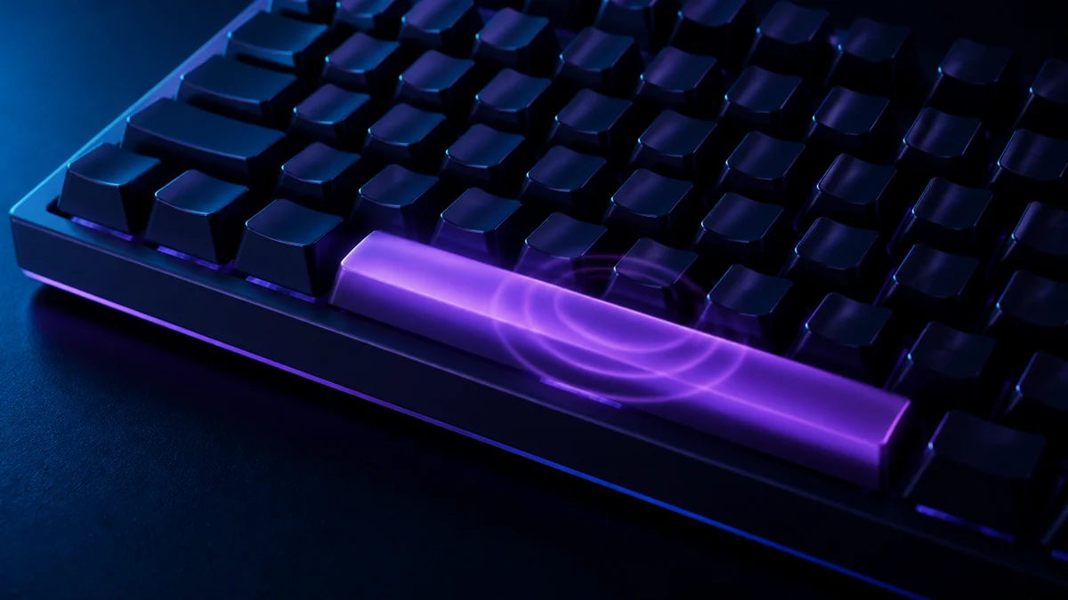 Barra espaciadora iluminada en un teclado mecánico